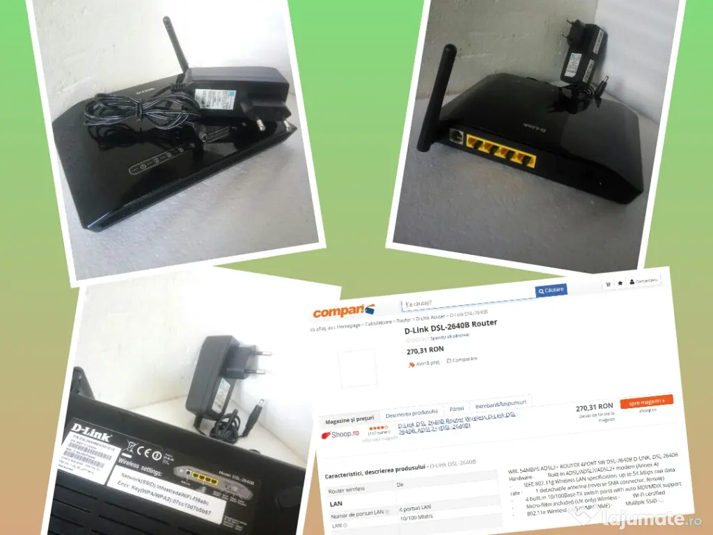 Router modem wireless D-Link DSL-2640B nou 