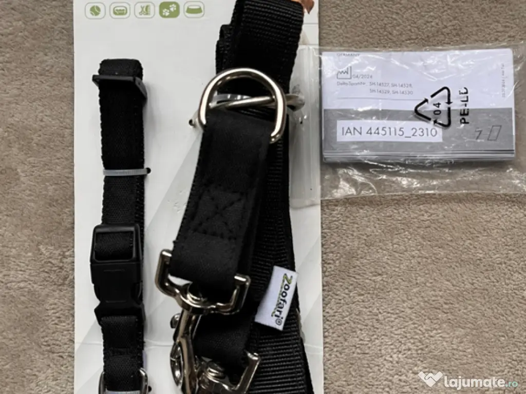 Set zgardă și lesă câini Zoofari mărimea S reglabil