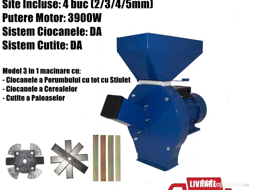 Moara Macinat Uruiala Lucerna Paioase Cereale Ciocanele 3in1 3.9kw 