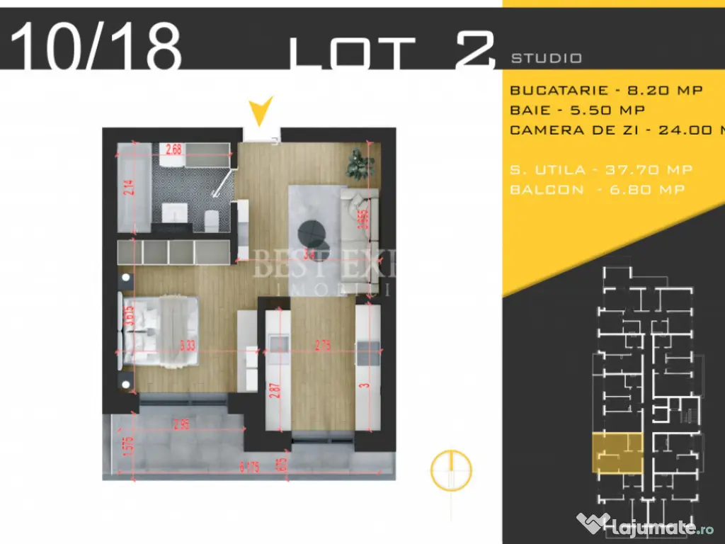 Studio la pret de garsoniera -Incalzire Pardoseala 
