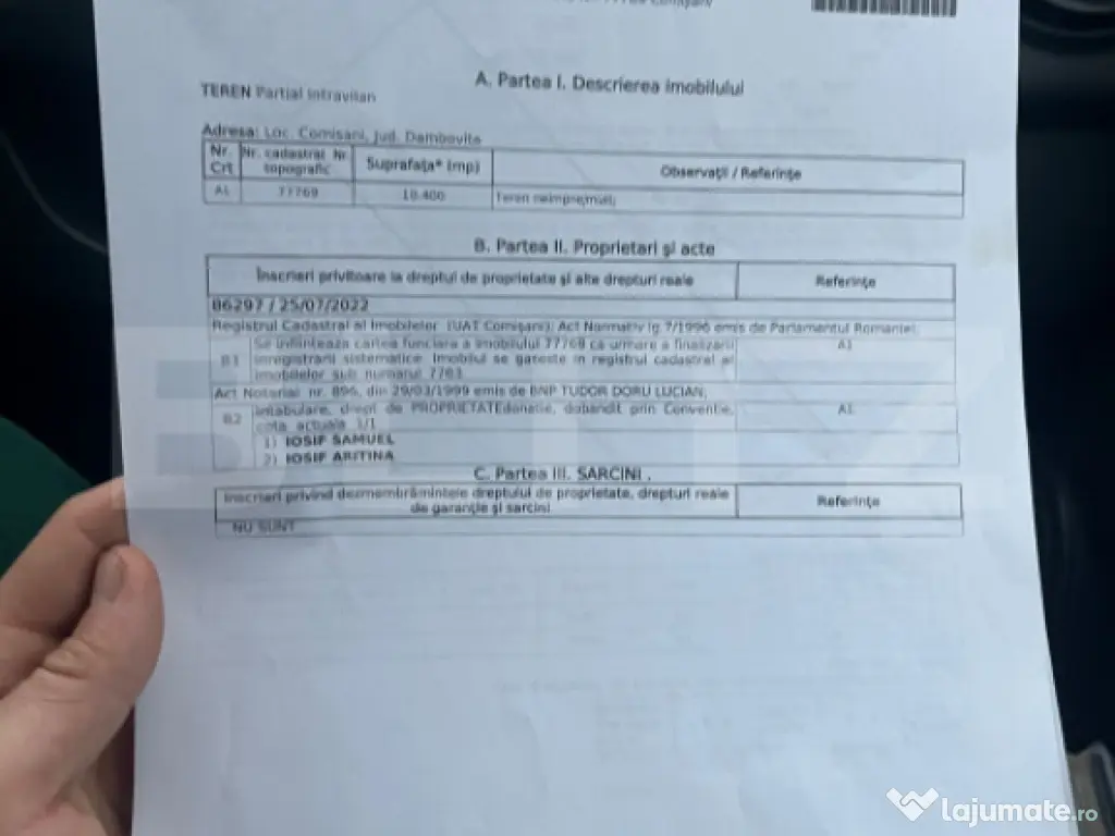 Teren mixt intravilan + extravilan, 10.400 mp, deschidere 50 