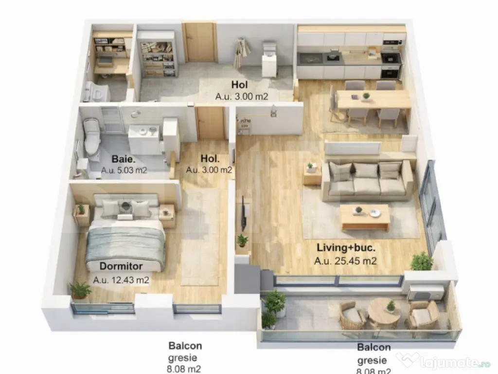 Apartament 2 camere, 47 mp, zona Ampoi 3 