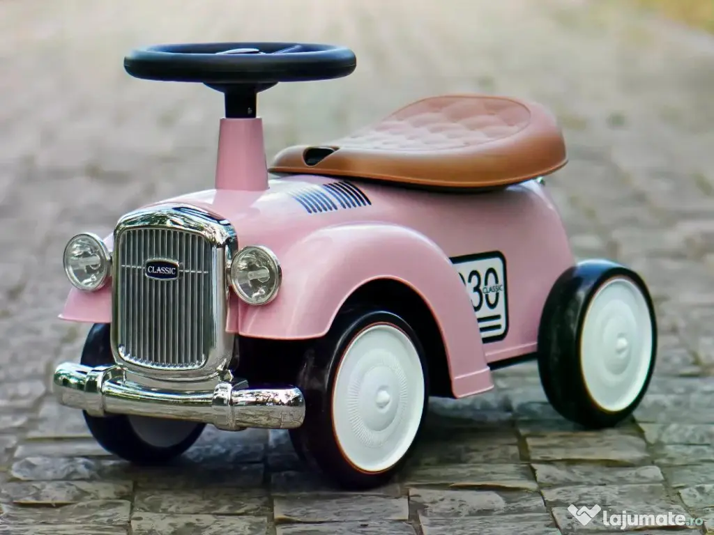 Premergator fara pedale, Kinderauto Retro Baby Car cu roti moi Pink
