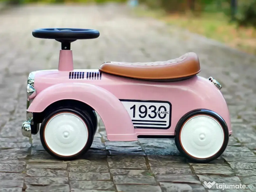 Premergator fara pedale, Kinderauto Retro Baby Car cu roti moi Pink