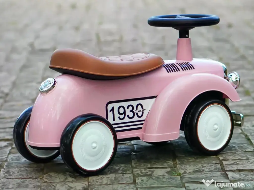 Premergator fara pedale, Kinderauto Retro Baby Car cu roti moi Pink