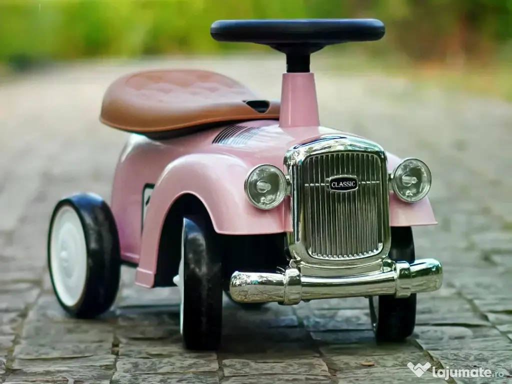Premergator fara pedale, Kinderauto Retro Baby Car cu roti moi Pink
