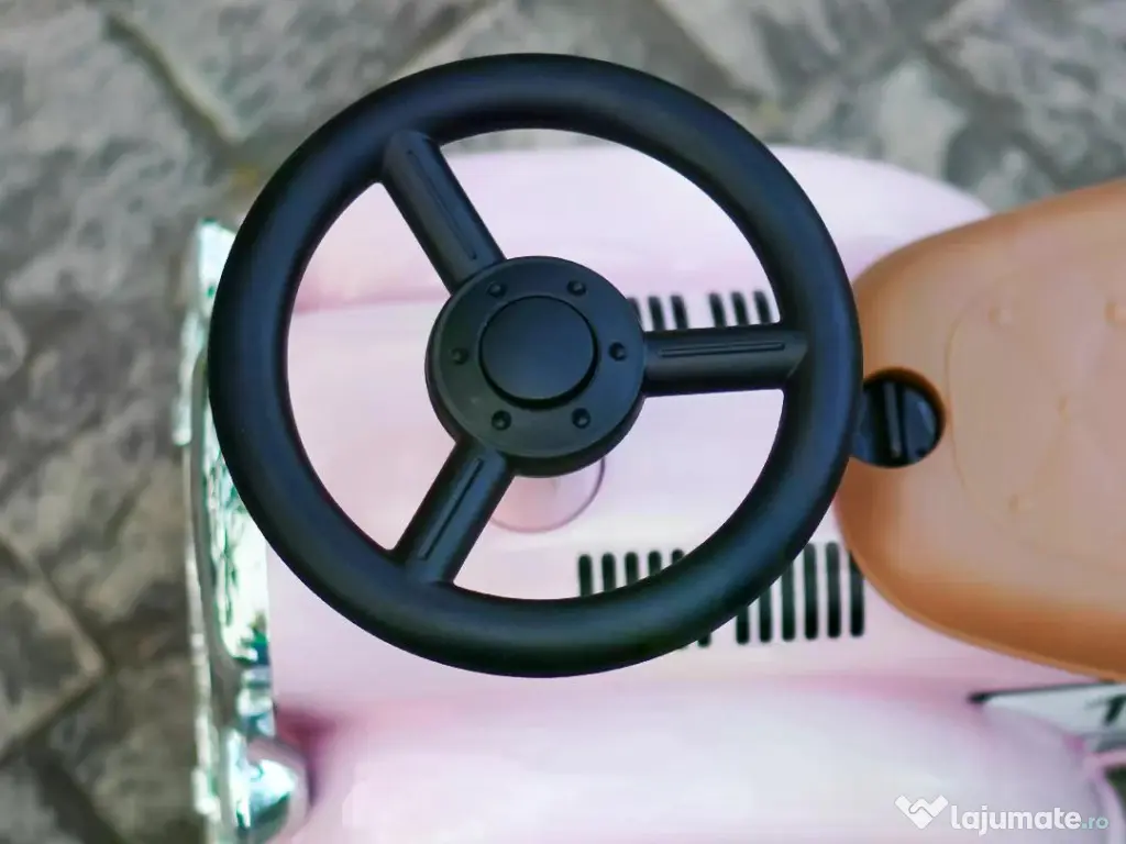 Premergator fara pedale, Kinderauto Retro Baby Car cu roti moi Pink