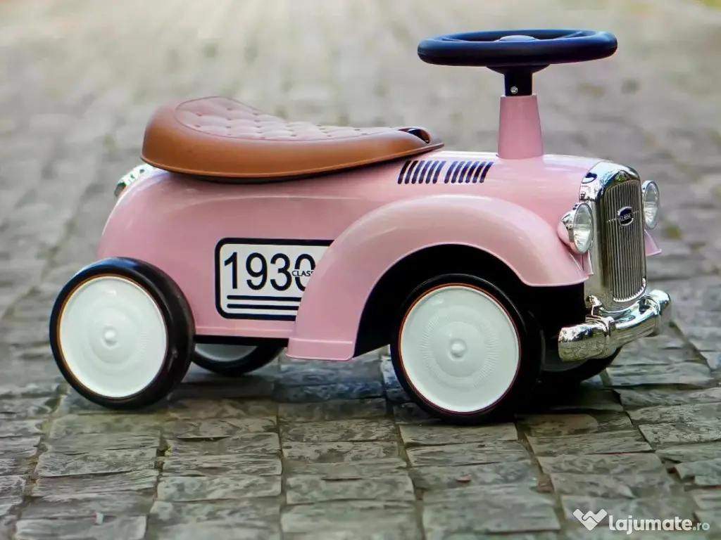Premergator fara pedale, Kinderauto Retro Baby Car cu roti moi Pink