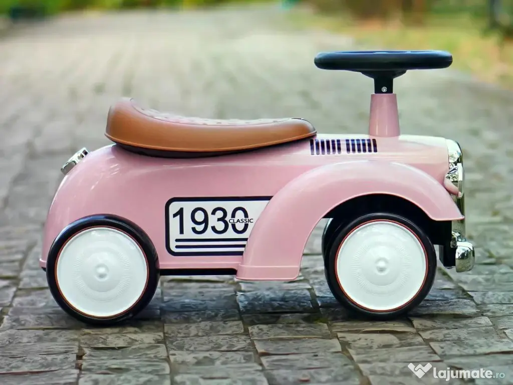 Premergator fara pedale, Kinderauto Retro Baby Car cu roti moi Pink
