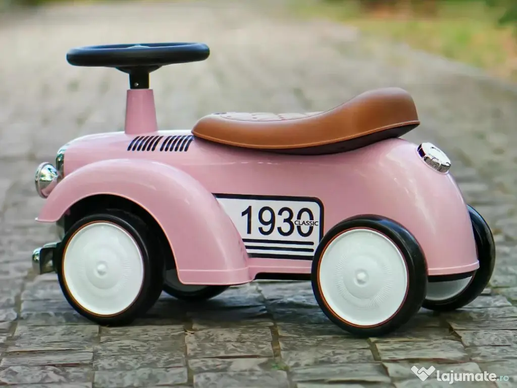 Premergator fara pedale, Kinderauto Retro Baby Car cu roti moi Pink