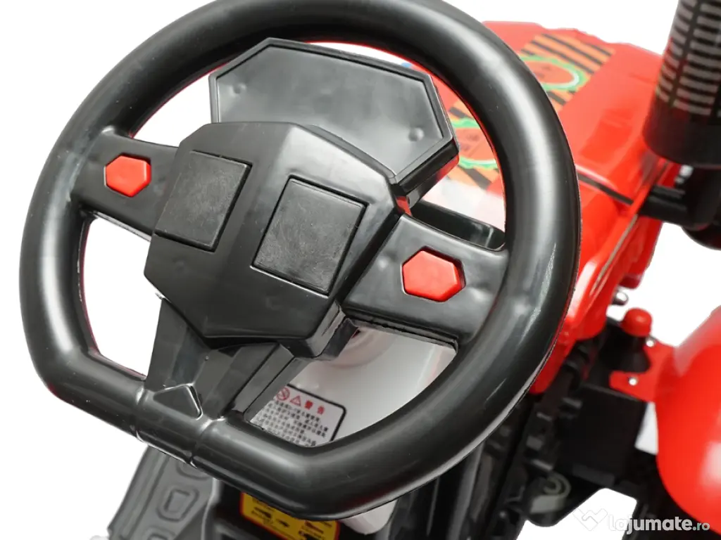 Tractor Copii Baiat Baieti cu Baterie si Remorca Rosu + LIVRARE GRATUITA 