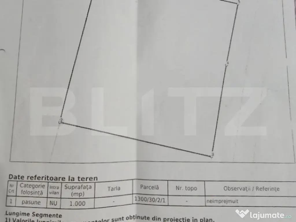 Teren extravilan 1.000 mp, zona Valea Popii - Podei 