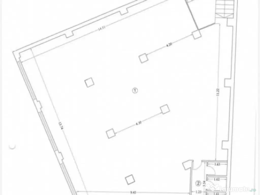 Spațiu comercial de închiriat P+1 – 464 mp, open space, 