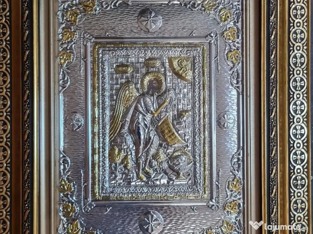 Icoane Argintate-M. D. Lacrima,Mantuitorul cu Spini si alti Sfinti Relief 3 D 