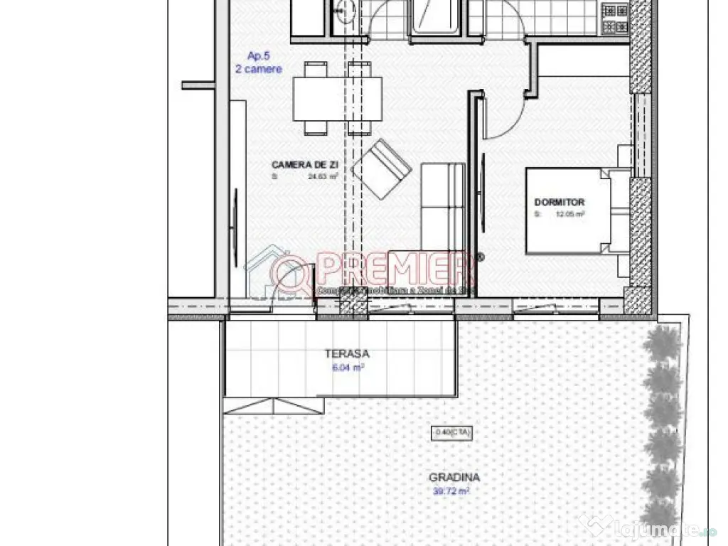 Parcul Carol - Tineretului - 2 camere si 40mp curte 