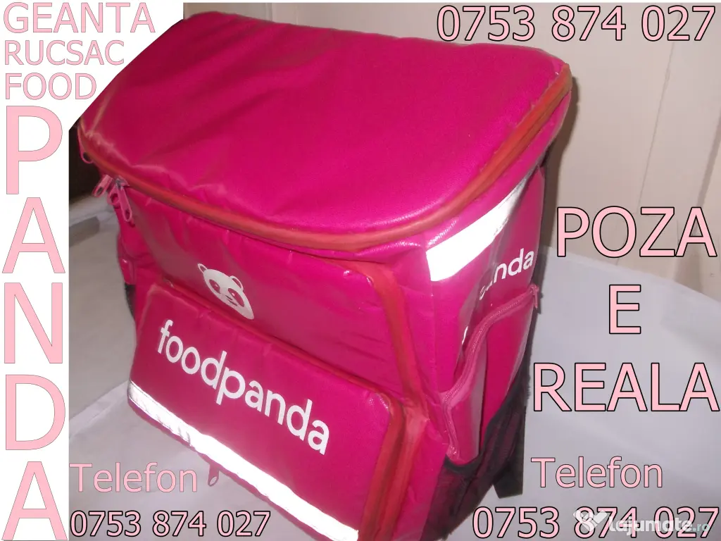 Geanta Livrari rucsac Food Panda termoizolant, pentru transport alimente,bauturi