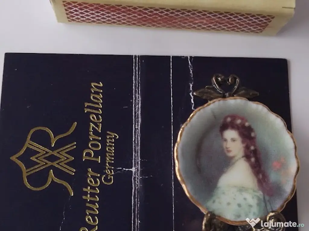 Miniatură Porțelan Reutter - Portret Împărăteasa Sisi, Aur 24K 