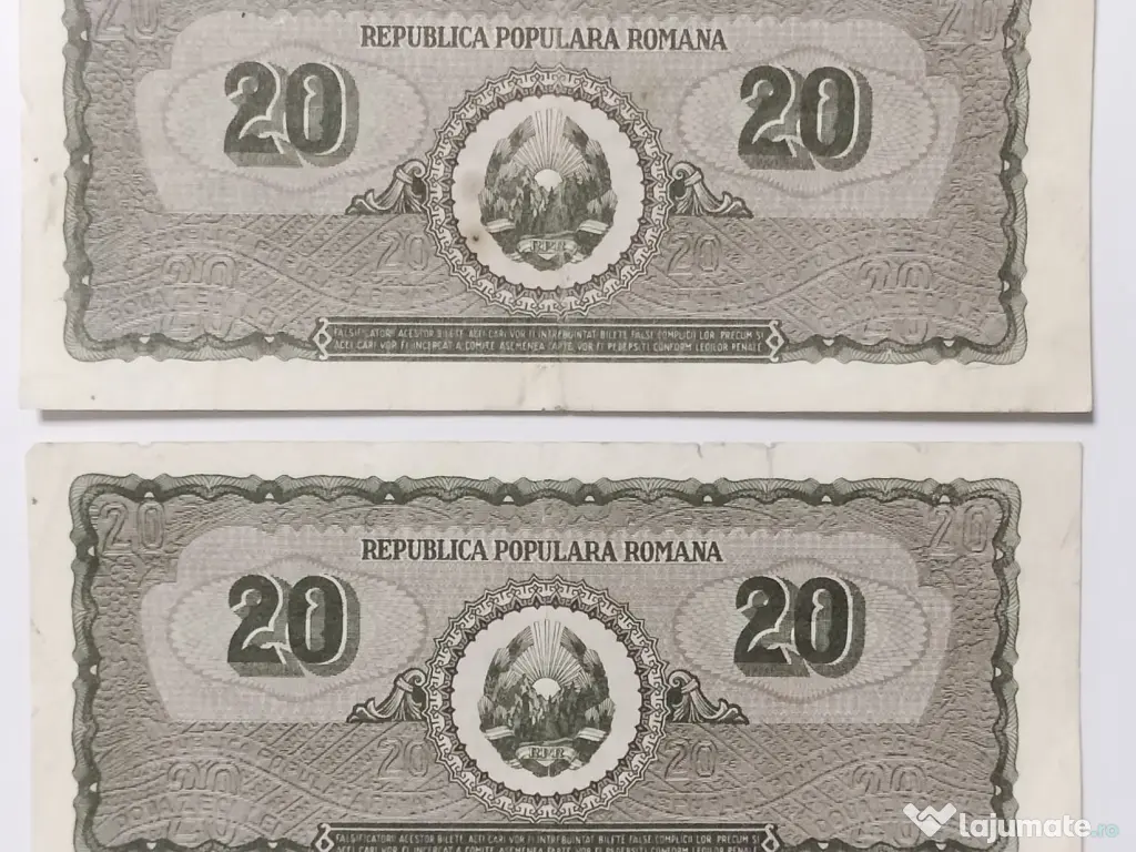 2 Bancnote 20 LEI 1950 - Republica Populară Română BNR 