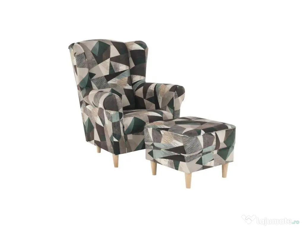 Fotoliu ASTRID tapitat culoare verde crem Fotoliu ASTRID NOU 