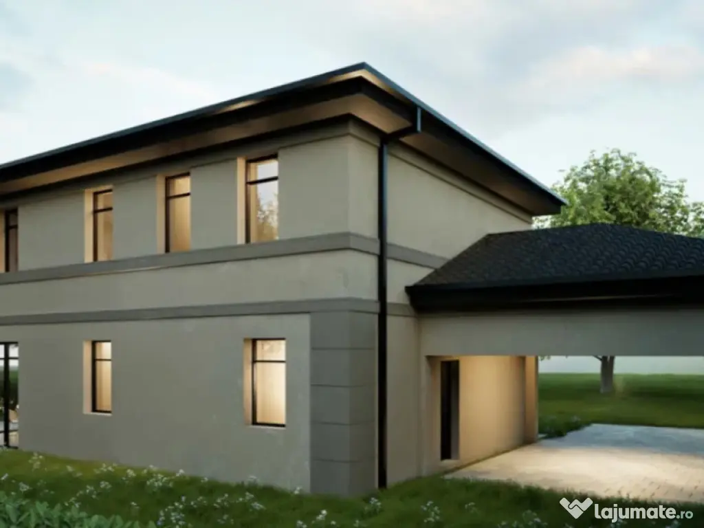 Casa individuala nZEB, garaj dublu,panouri fotovoltaice 