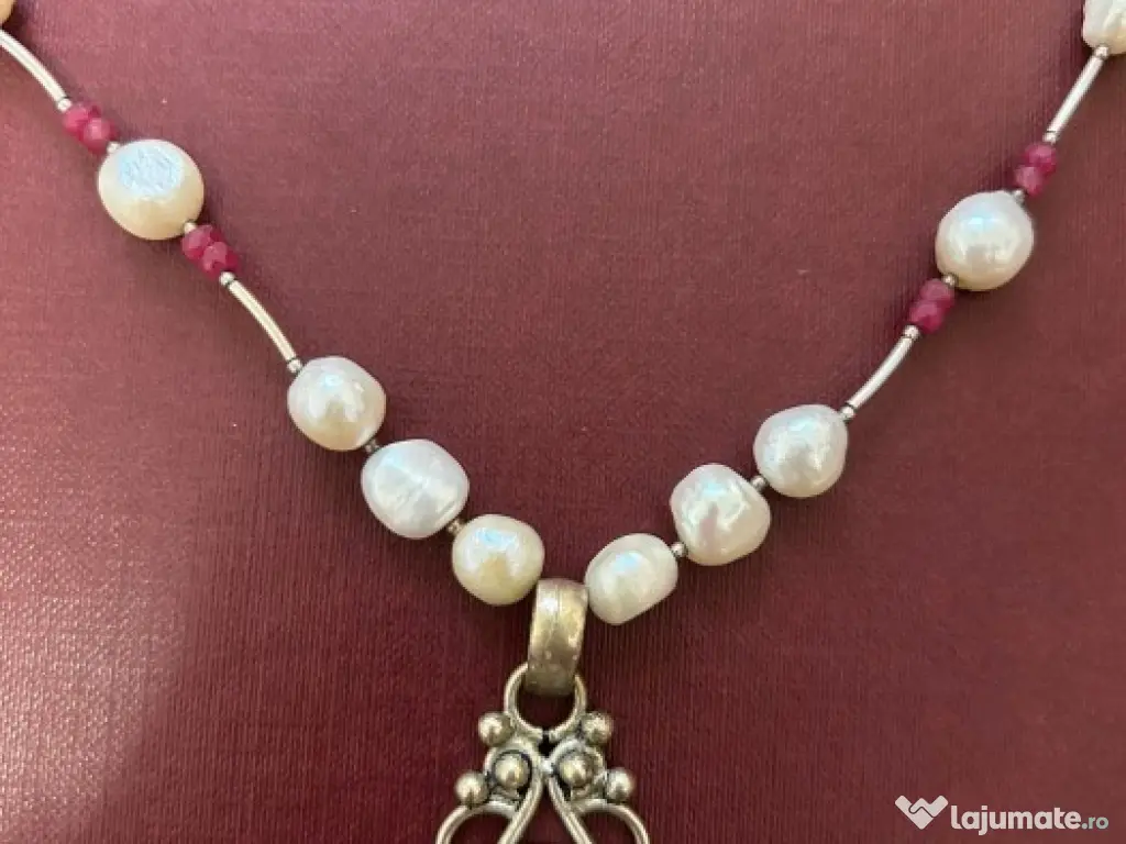 Colier deosebit perle cu argint 