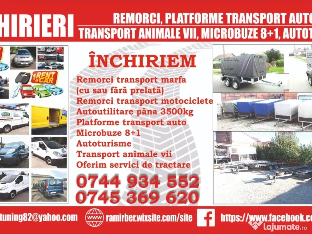 Inchiriez inchirieri remorca si platforme transport auto 