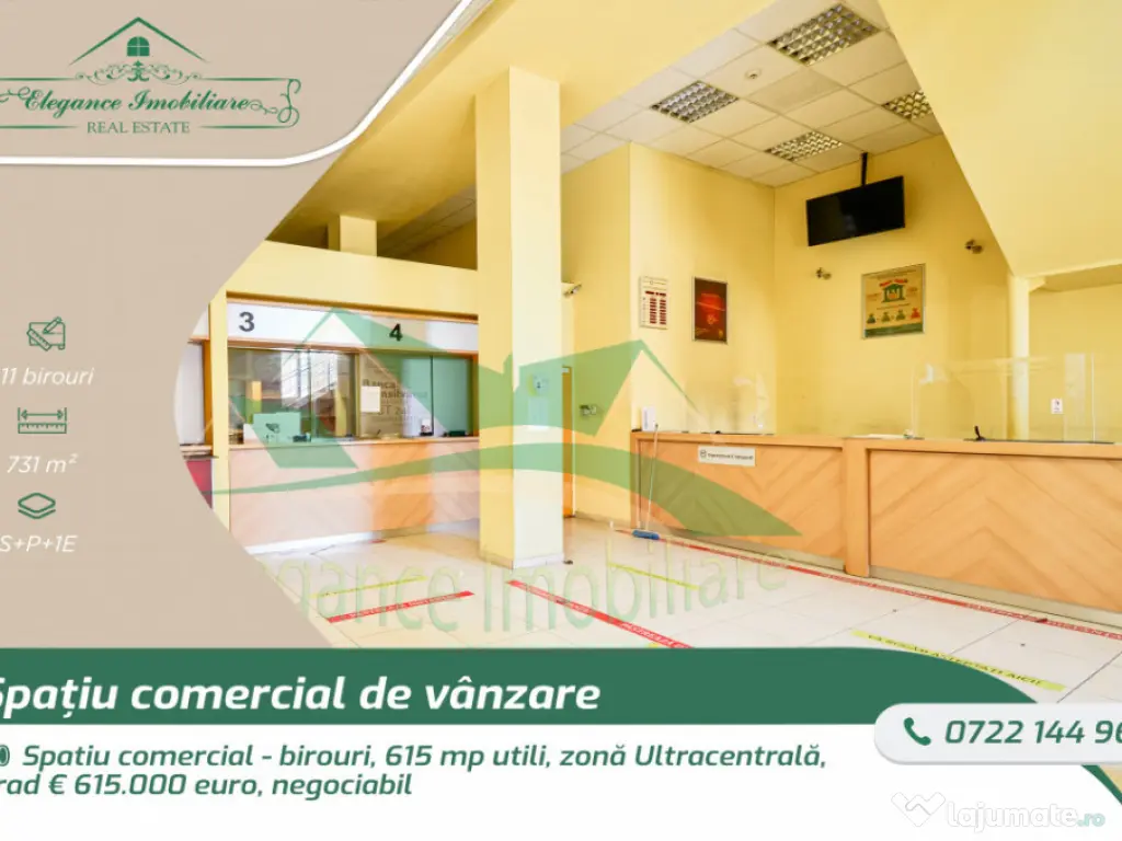 Spatiu comercial - birouri, 615 mp utili, zonă Ultracentral