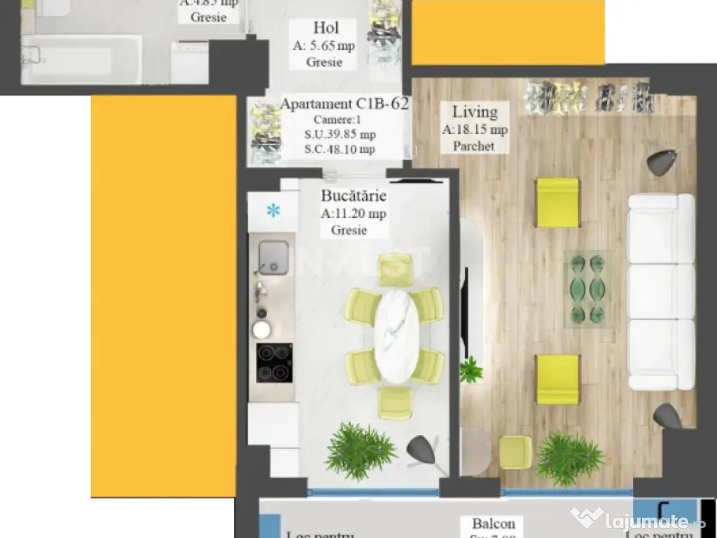 TVA 21% INCLUS *Apartament 1 cameră PREMIUM* - 39,85 mp