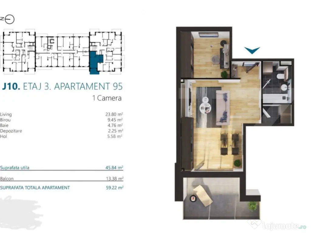 Apartament cu 2 camere, 45 mp, Ansamblu Rezidential, zona RI