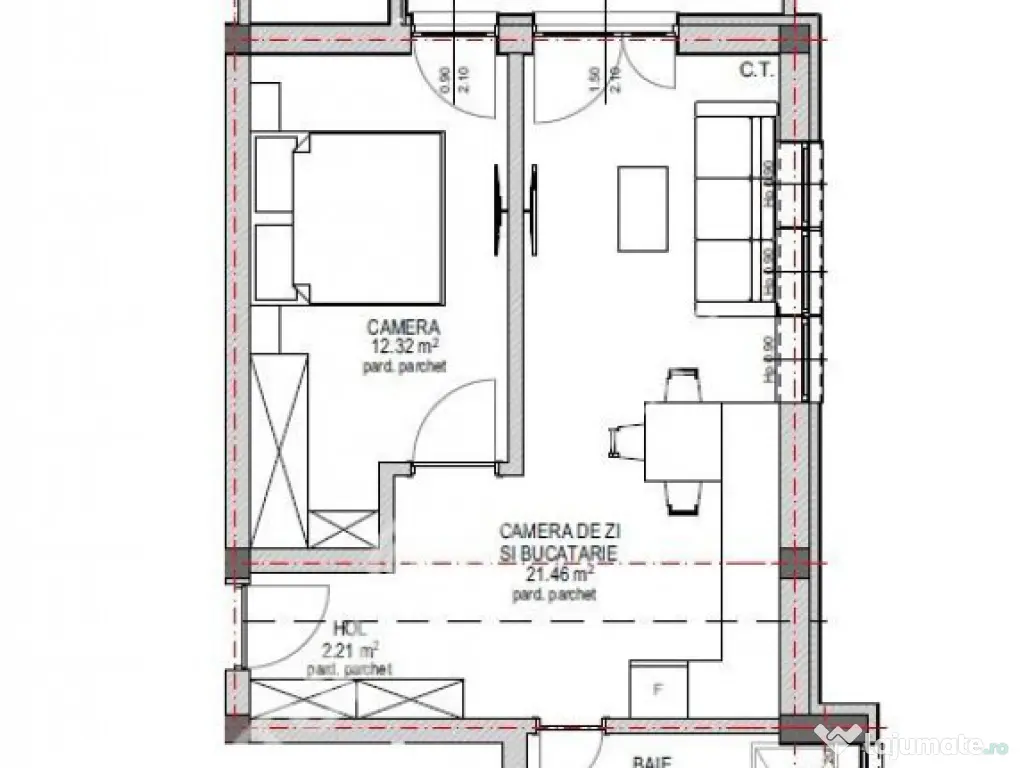 Apartament cu 2 camere si balcon la etajul 1 zona Lacul lui