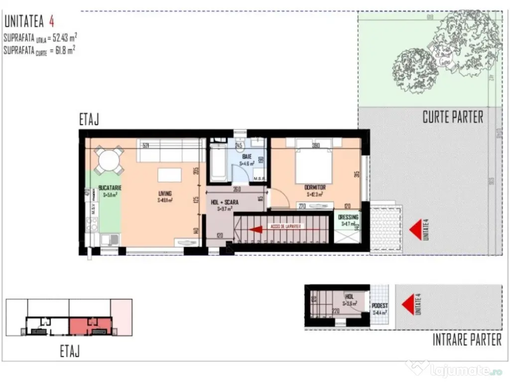 Apartament 2 camere|gradina|incalzire pardoseala