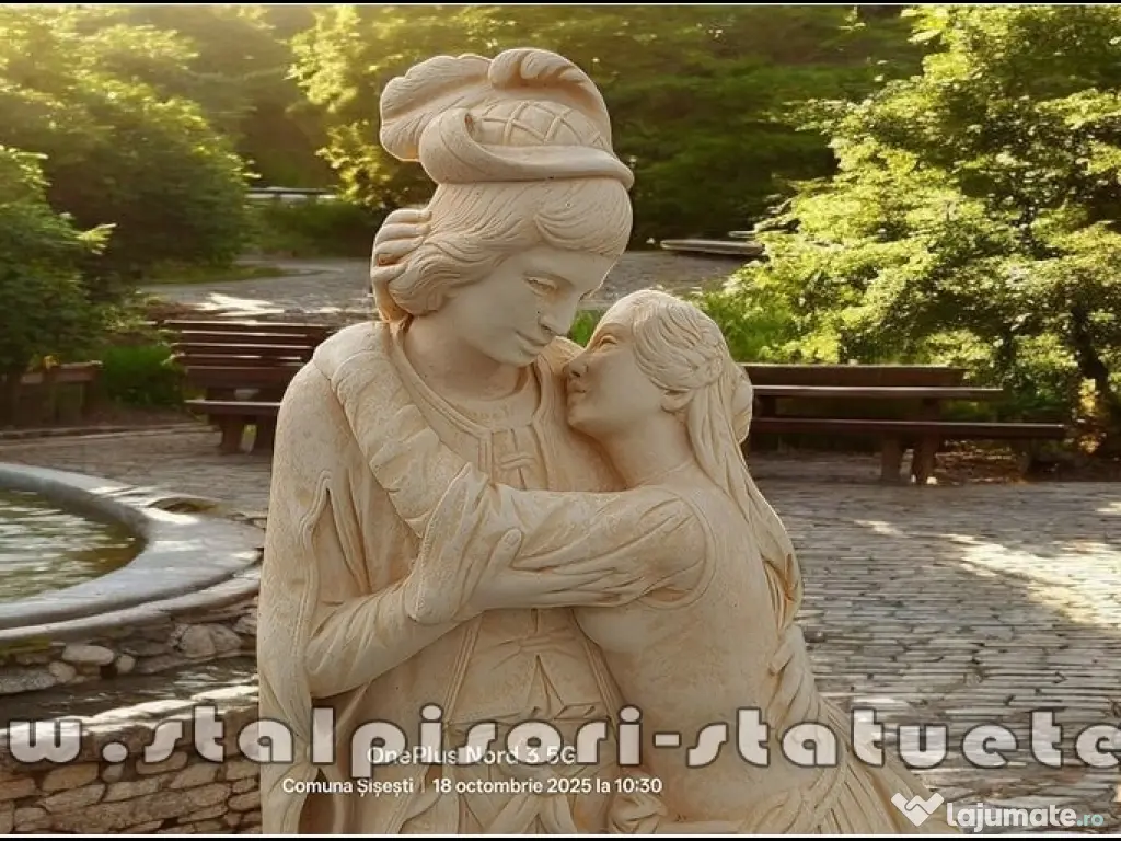 Statuetă Romeo și Julieta, galben patinat, model S55. 