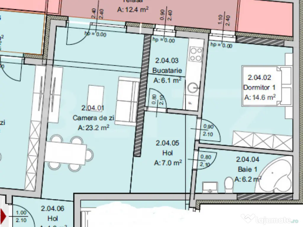 Apartament 2 camere, 62 mp, Terasa 12 mp, Imobil Nou, Semice