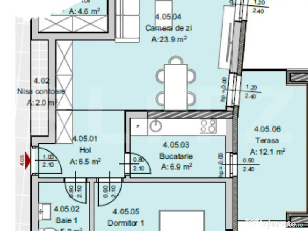 Apartament 2 camere, 56 mp, Terasa 12 mp, Imobil Nou, Semice