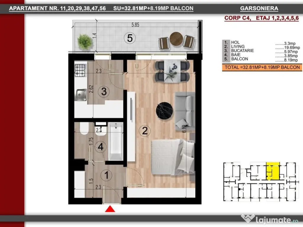 Gars.dec. -41(33+8)mp-gata, la aprox. 15min metrou Leonid... 