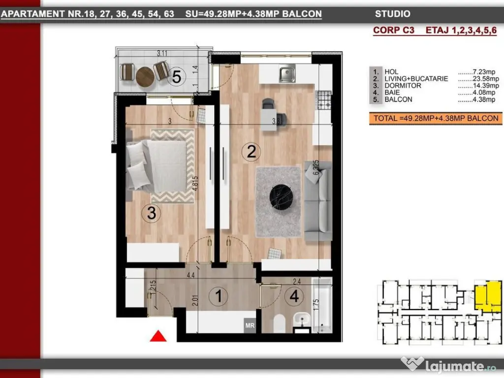 2camere-54mp-mutare imediata/15min pe jos metrou Leonida/...