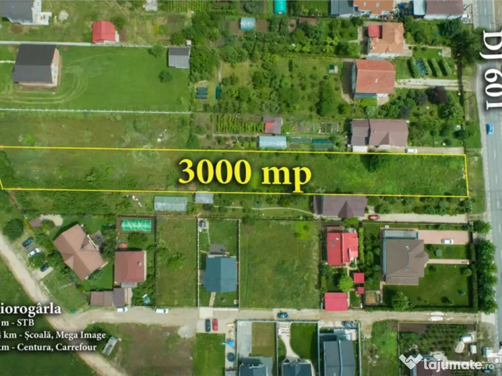 Teren 3000mp stradal cu toate utilitatile 10 minute de Bucur 