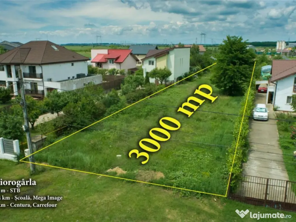 Teren 3000mp stradal cu toate utilitatile 10 minute de Bucur 