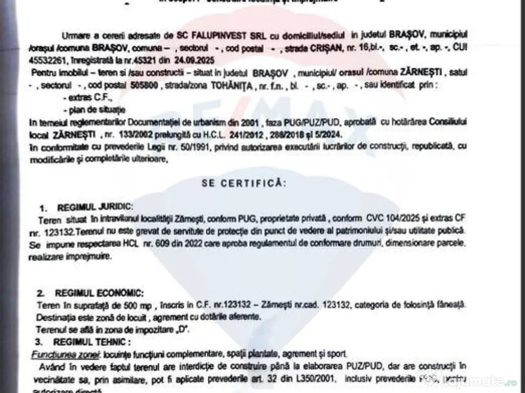 Teren 500 mp între Perdeluț și Tohanul Nou