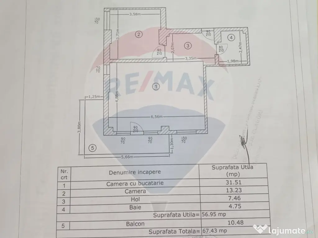 Apartament mobilat și utilat cu 2 camere în suprafață... 