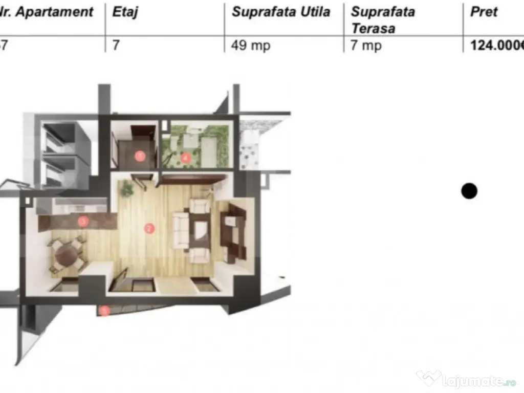 Apartament 1 camera 49 mp utili, parcare, view deosebit, Wes