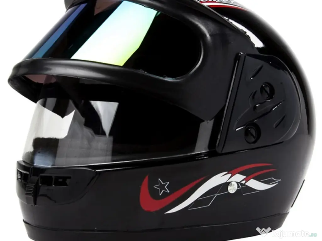 Casca moto/scuter Full face unisex, cu Viziera Dubla, marime universala, neagra 