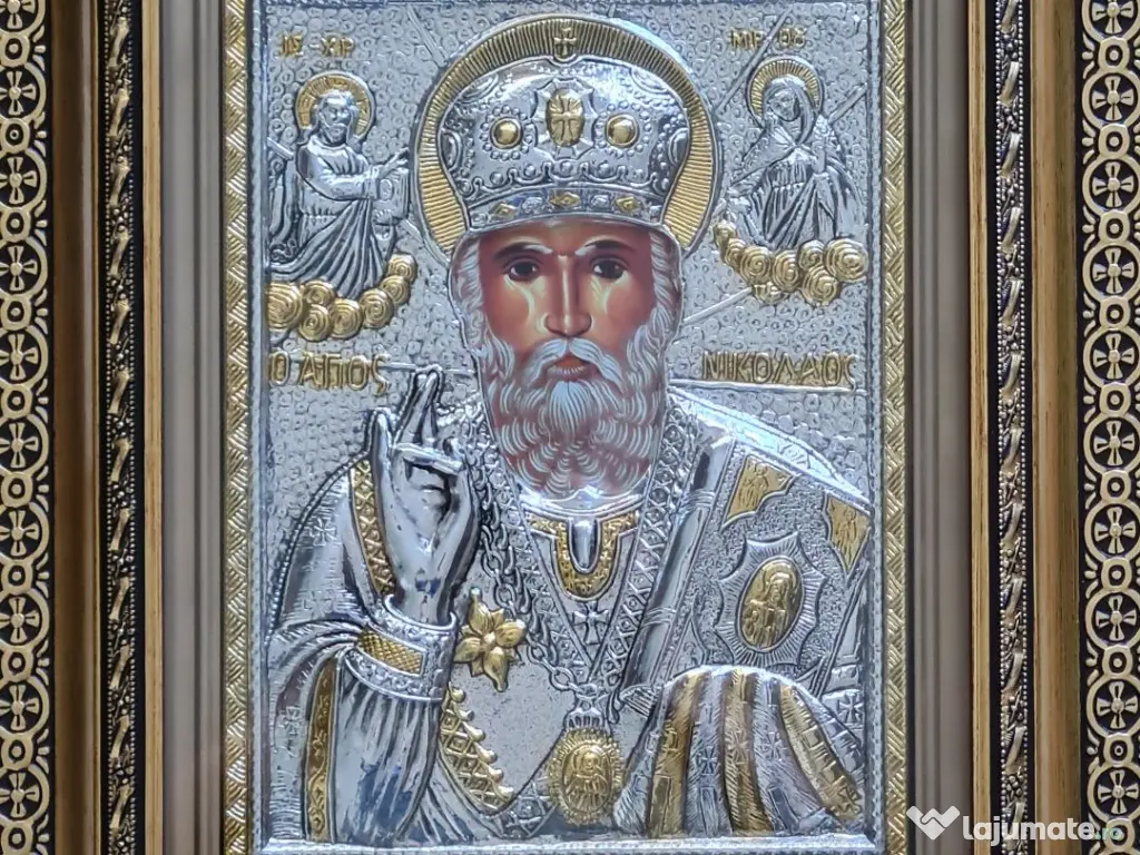Icoane Argintate-SF Nicolae,SF Andrei,SF Nectarie si alti Sfinti Relief 3 D 