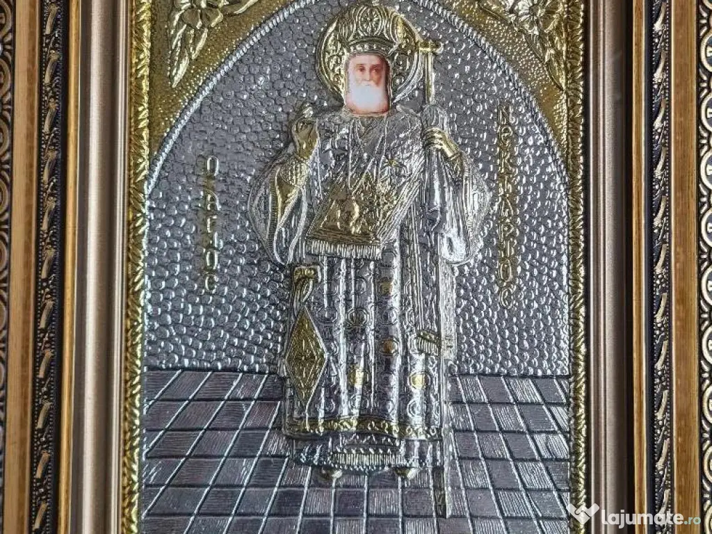 Icoane Argintate-SF Nicolae,SF Andrei,SF Nectarie si alti Sfinti Relief 3 D 