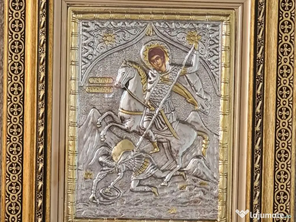 Icoane Argintate-SF Nicolae,SF Andrei,SF Nectarie si alti Sfinti Relief 3 D 