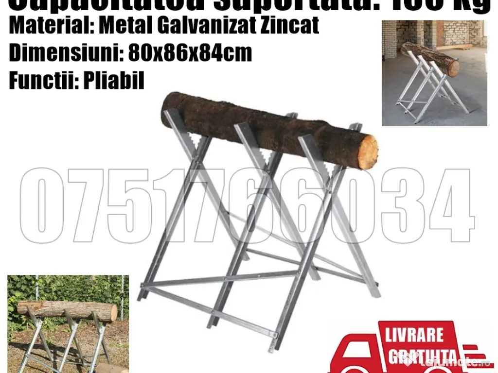 Capra Suport Taiat Lemne Tevi Pliabila Metalica 150kg + Livrare GRATUITA