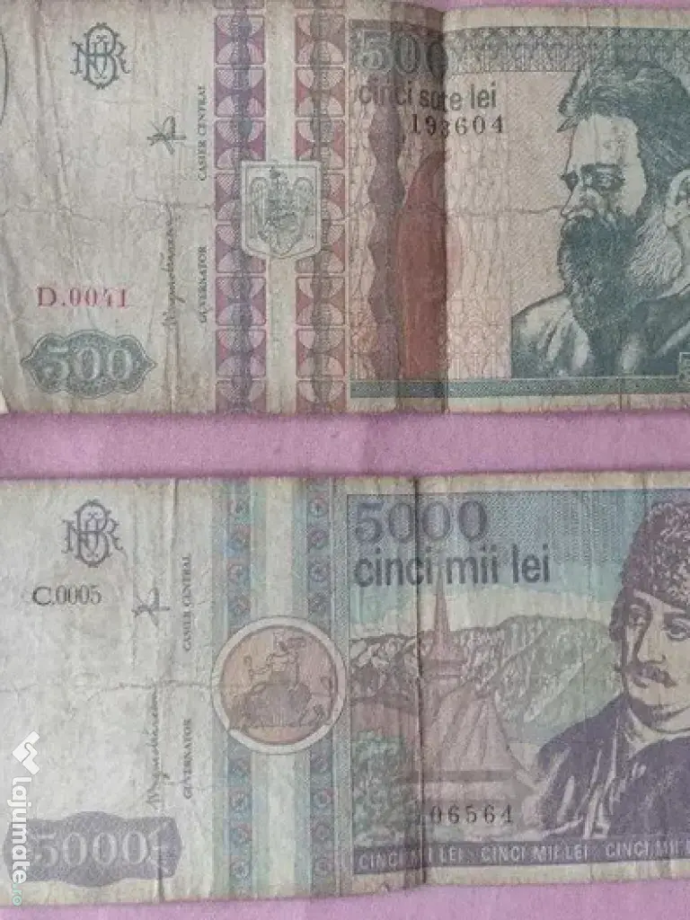 Bancnote vechi 500 lei ,1000 lei ,5000 lei 