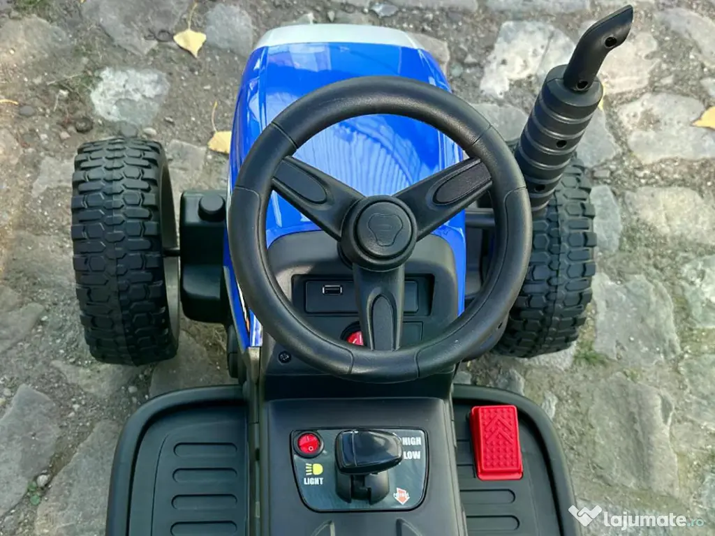 Tractoras electric Kinderauto BJ611 2x30W 12V cu remorca si RC blue 