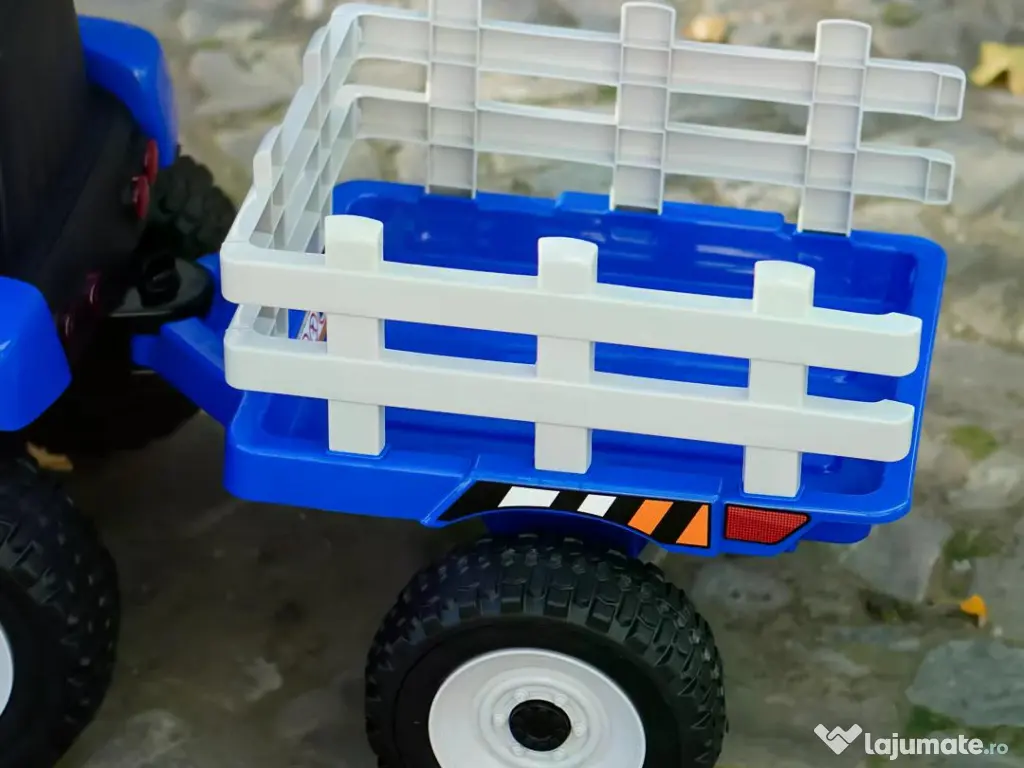 Tractoras electric Kinderauto BJ611 2x30W 12V cu remorca si RC blue 