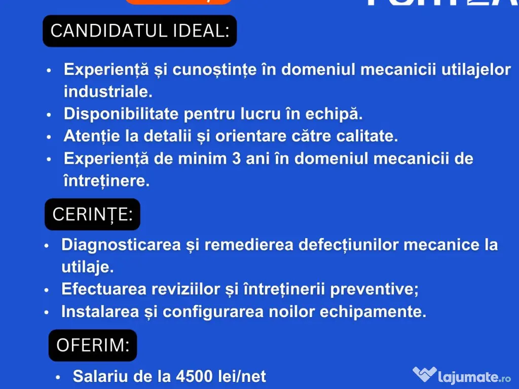 Angajam mecanic utilaj industrial 